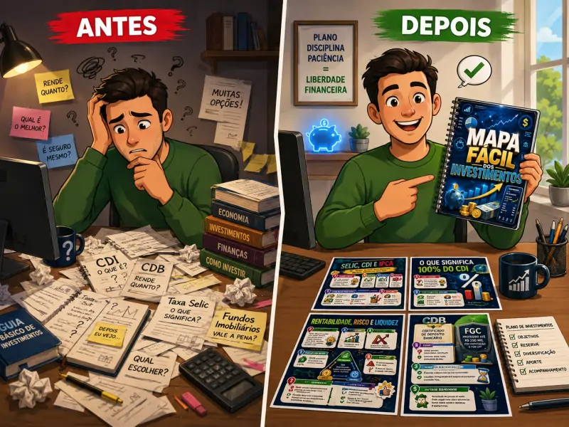 Antes e depois do Mapa Facil dos Investimentos